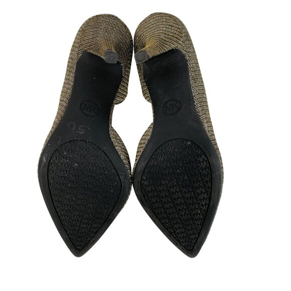 Michael Kors Metallic D'Orsay Heels Size 10M Knit Textile Sparkle 8762 Shoes - Picture 8 of 11